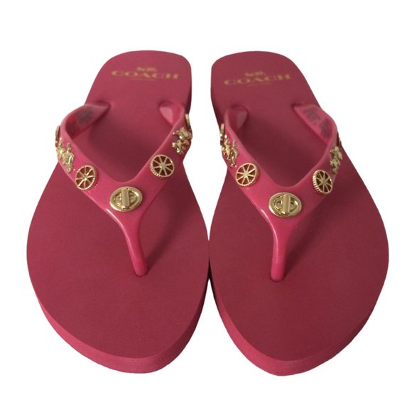 NIB COACH ALYSSA CHARMS EMBELLISHED FLIP-FLOP SANDALS - Picture 1 of 7